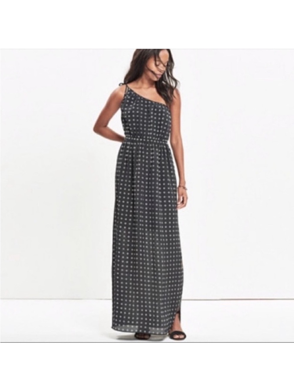 Madewell one shoulder silk dress